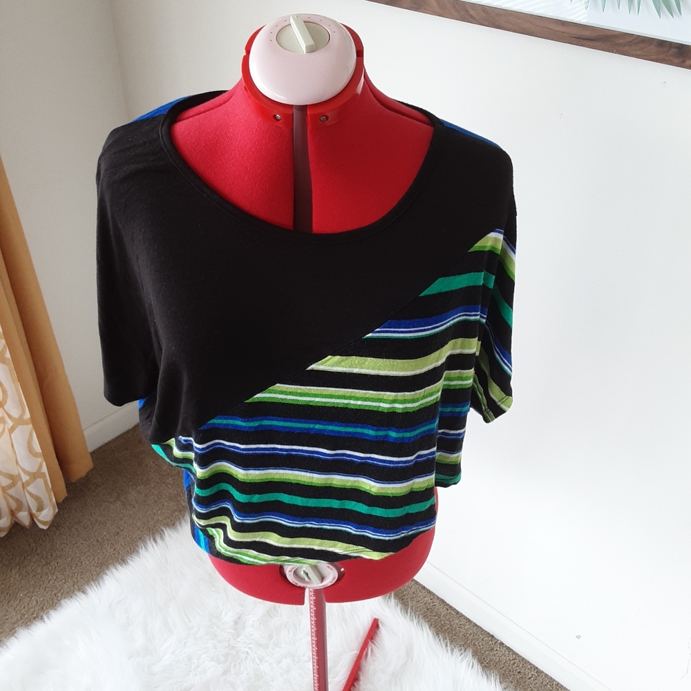 Dots black striped crop top